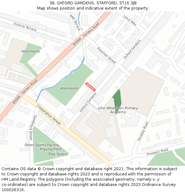 38, OXFORD GARDENS, STAFFORD, ST16 3JB: Location map and indicative extent of plot