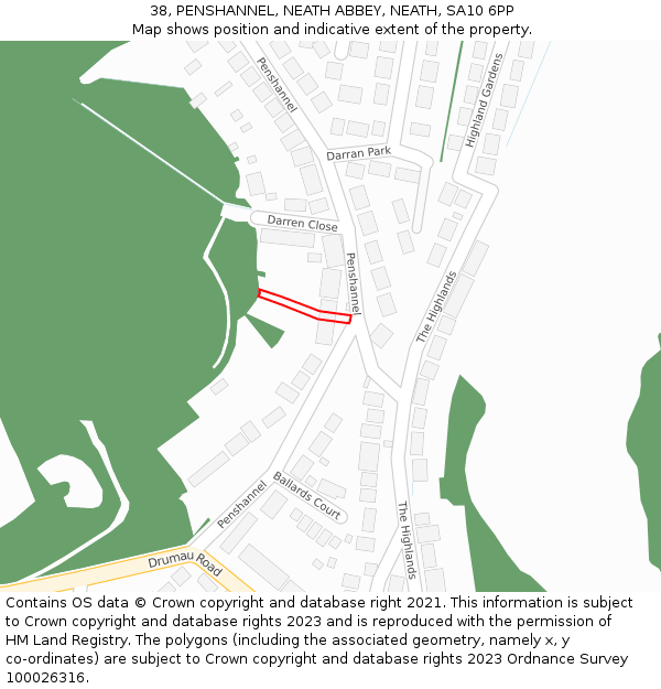 38, PENSHANNEL, NEATH ABBEY, NEATH, SA10 6PP: Location map and indicative extent of plot
