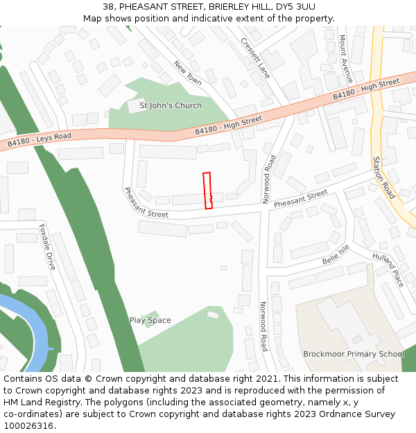 38, PHEASANT STREET, BRIERLEY HILL, DY5 3UU: Location map and indicative extent of plot