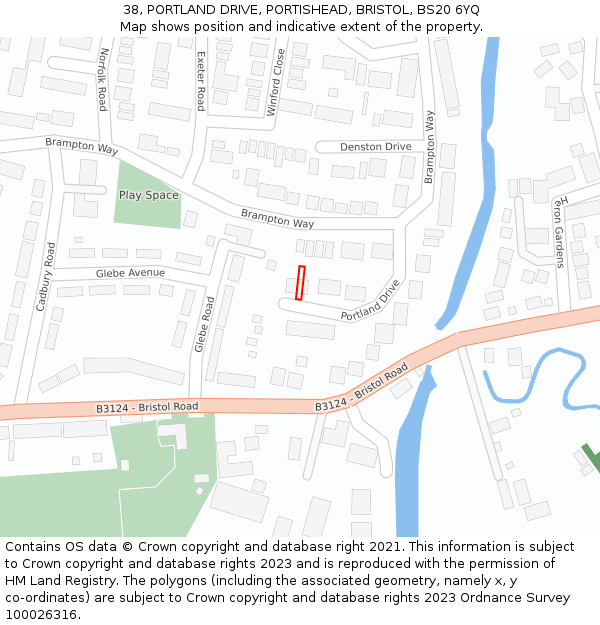 38, PORTLAND DRIVE, PORTISHEAD, BRISTOL, BS20 6YQ: Location map and indicative extent of plot