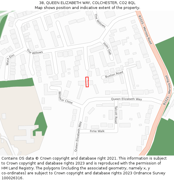 38, QUEEN ELIZABETH WAY, COLCHESTER, CO2 8QL: Location map and indicative extent of plot