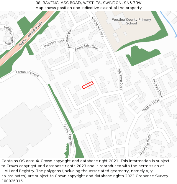 38, RAVENGLASS ROAD, WESTLEA, SWINDON, SN5 7BW: Location map and indicative extent of plot