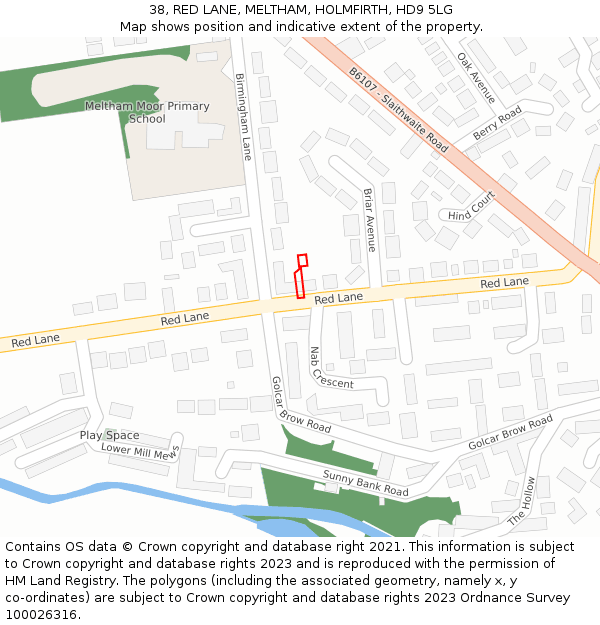38, RED LANE, MELTHAM, HOLMFIRTH, HD9 5LG: Location map and indicative extent of plot