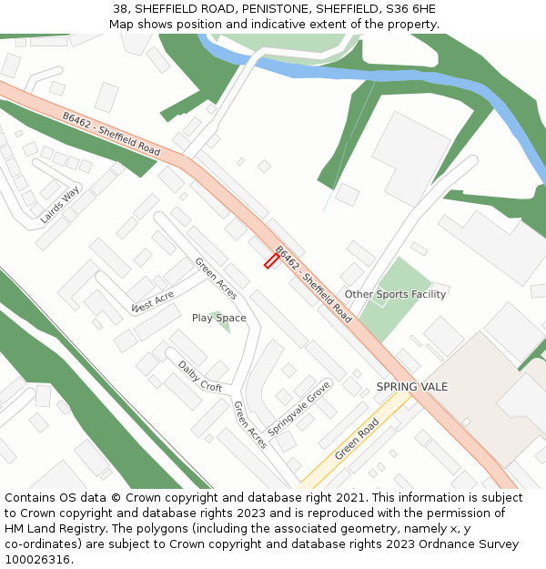 38, SHEFFIELD ROAD, PENISTONE, SHEFFIELD, S36 6HE: Location map and indicative extent of plot