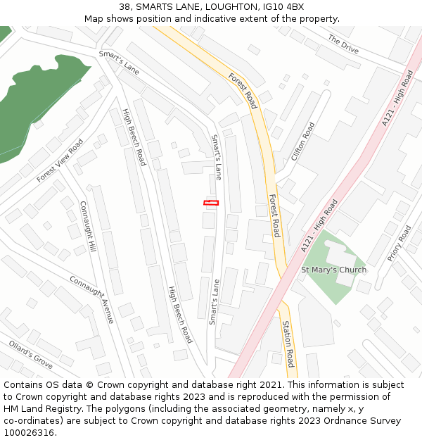 38, SMARTS LANE, LOUGHTON, IG10 4BX: Location map and indicative extent of plot