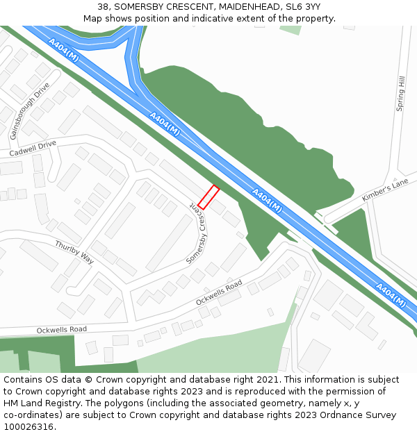 38, SOMERSBY CRESCENT, MAIDENHEAD, SL6 3YY: Location map and indicative extent of plot