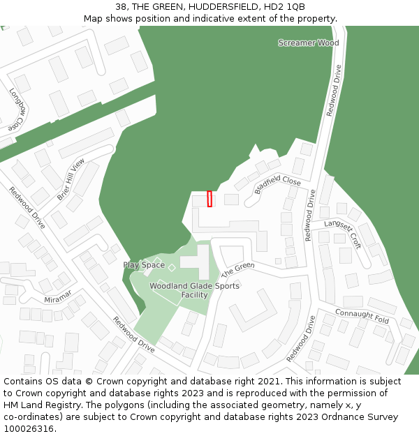 38, THE GREEN, HUDDERSFIELD, HD2 1QB: Location map and indicative extent of plot
