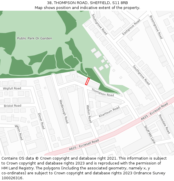 38, THOMPSON ROAD, SHEFFIELD, S11 8RB: Location map and indicative extent of plot