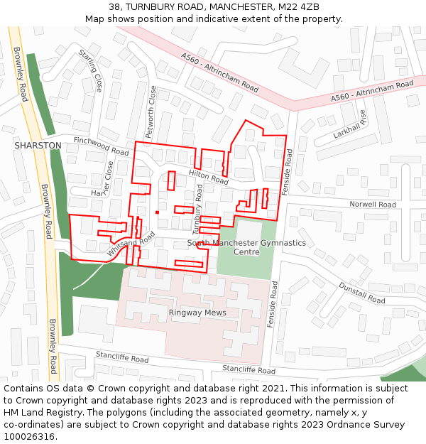 38, TURNBURY ROAD, MANCHESTER, M22 4ZB: Location map and indicative extent of plot