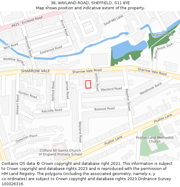 38, WAYLAND ROAD, SHEFFIELD, S11 8YE: Location map and indicative extent of plot