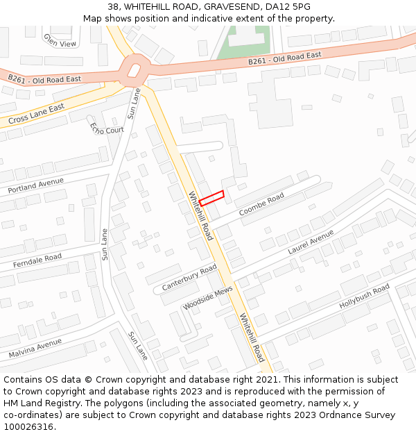 38, WHITEHILL ROAD, GRAVESEND, DA12 5PG: Location map and indicative extent of plot