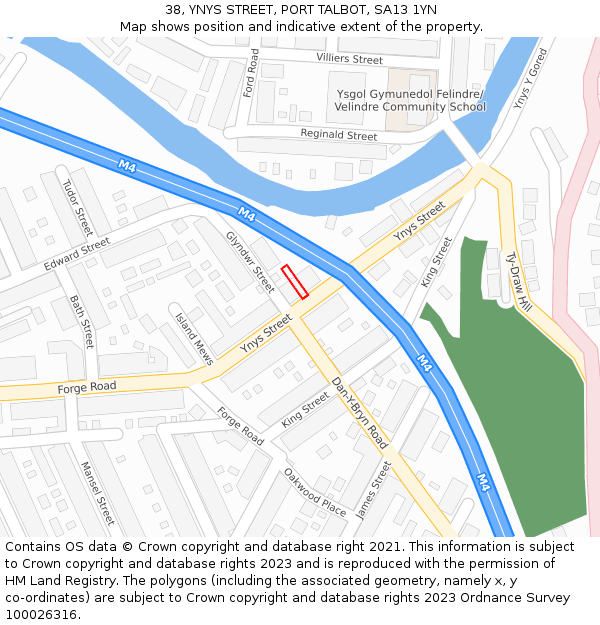 38, YNYS STREET, PORT TALBOT, SA13 1YN: Location map and indicative extent of plot