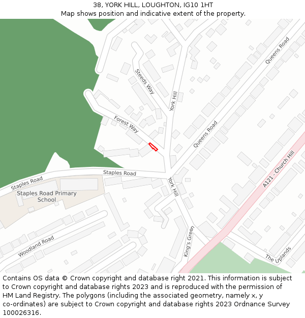 38, YORK HILL, LOUGHTON, IG10 1HT: Location map and indicative extent of plot