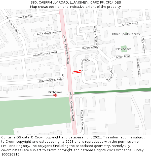 380, CAERPHILLY ROAD, LLANISHEN, CARDIFF, CF14 5ES: Location map and indicative extent of plot