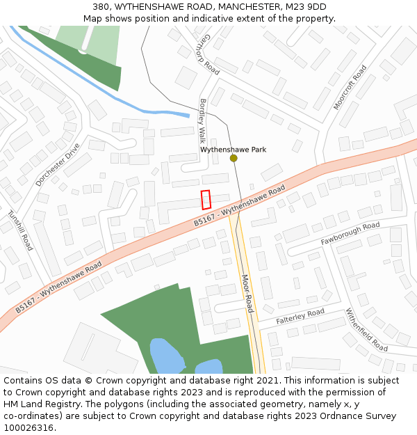 380, WYTHENSHAWE ROAD, MANCHESTER, M23 9DD: Location map and indicative extent of plot