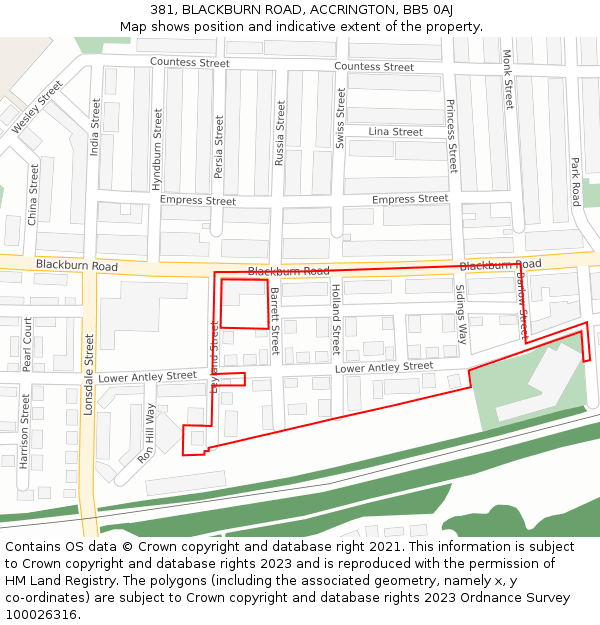 381, BLACKBURN ROAD, ACCRINGTON, BB5 0AJ: Location map and indicative extent of plot