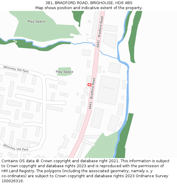 381, BRADFORD ROAD, BRIGHOUSE, HD6 4BS: Location map and indicative extent of plot