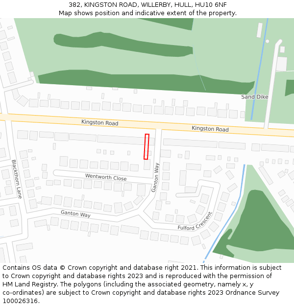 382, KINGSTON ROAD, WILLERBY, HULL, HU10 6NF: Location map and indicative extent of plot