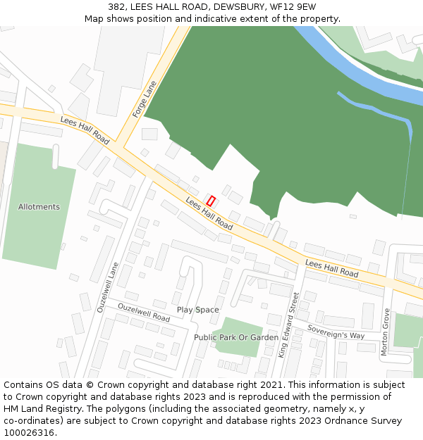 382, LEES HALL ROAD, DEWSBURY, WF12 9EW: Location map and indicative extent of plot