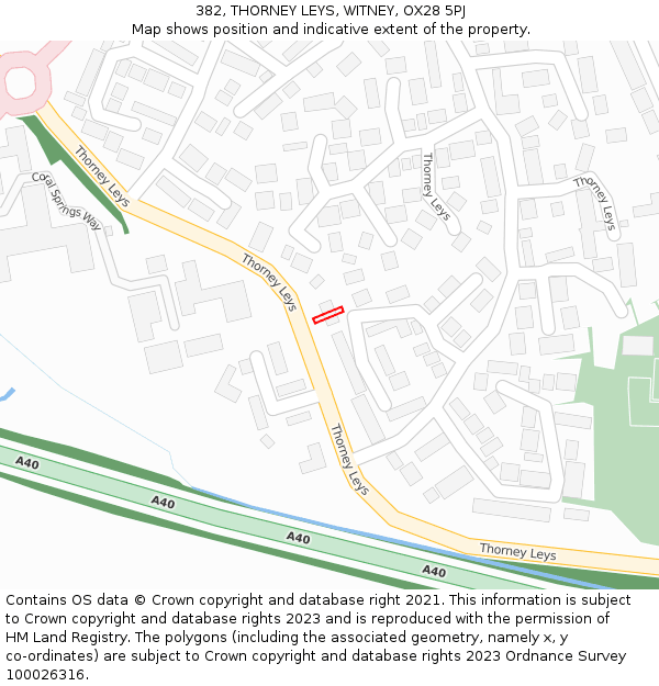 382, THORNEY LEYS, WITNEY, OX28 5PJ: Location map and indicative extent of plot