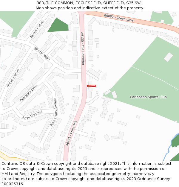 383, THE COMMON, ECCLESFIELD, SHEFFIELD, S35 9WL: Location map and indicative extent of plot