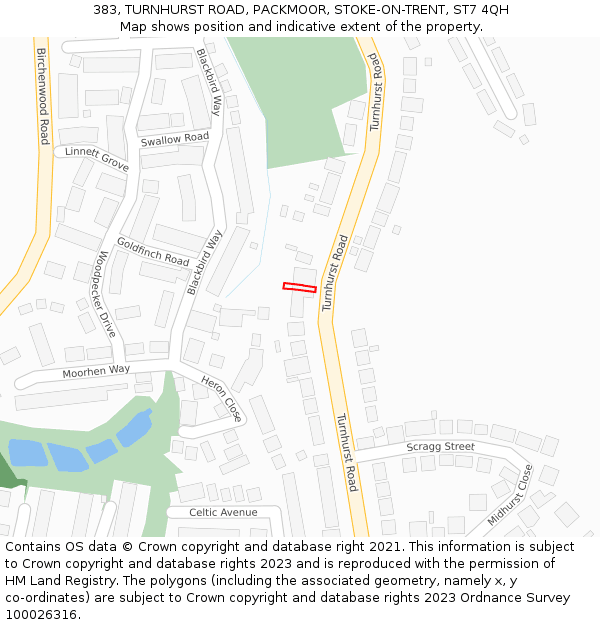 383, TURNHURST ROAD, PACKMOOR, STOKE-ON-TRENT, ST7 4QH: Location map and indicative extent of plot
