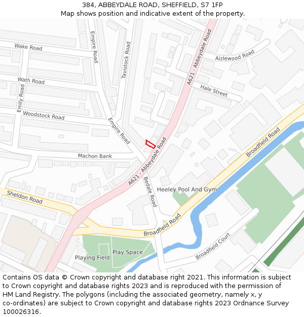 384, ABBEYDALE ROAD, SHEFFIELD, S7 1FP: Location map and indicative extent of plot