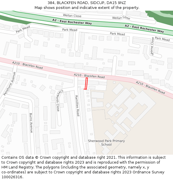 384, BLACKFEN ROAD, SIDCUP, DA15 9NZ: Location map and indicative extent of plot