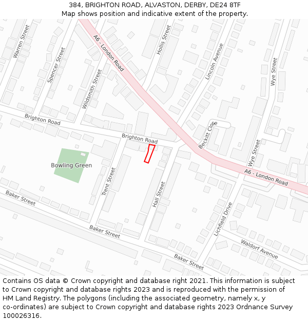 384, BRIGHTON ROAD, ALVASTON, DERBY, DE24 8TF: Location map and indicative extent of plot