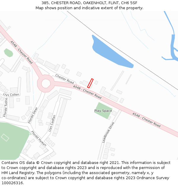 385, CHESTER ROAD, OAKENHOLT, FLINT, CH6 5SF: Location map and indicative extent of plot