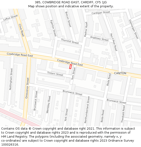 385, COWBRIDGE ROAD EAST, CARDIFF, CF5 1JG: Location map and indicative extent of plot