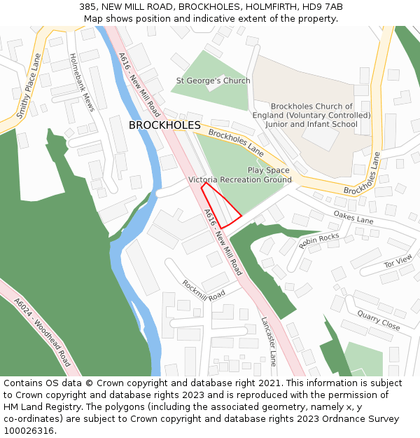 385, NEW MILL ROAD, BROCKHOLES, HOLMFIRTH, HD9 7AB: Location map and indicative extent of plot