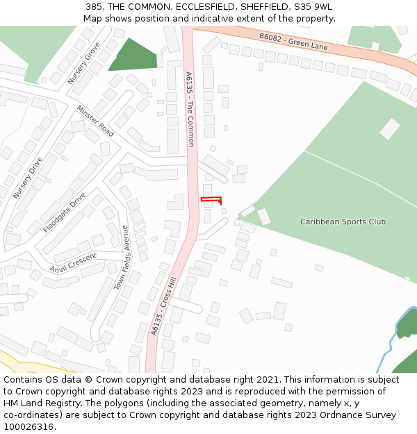 385, THE COMMON, ECCLESFIELD, SHEFFIELD, S35 9WL: Location map and indicative extent of plot