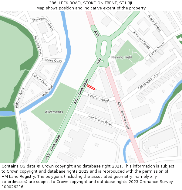 386, LEEK ROAD, STOKE-ON-TRENT, ST1 3JL: Location map and indicative extent of plot