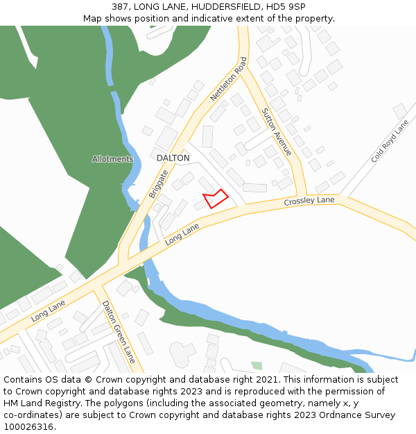 387, LONG LANE, HUDDERSFIELD, HD5 9SP: Location map and indicative extent of plot