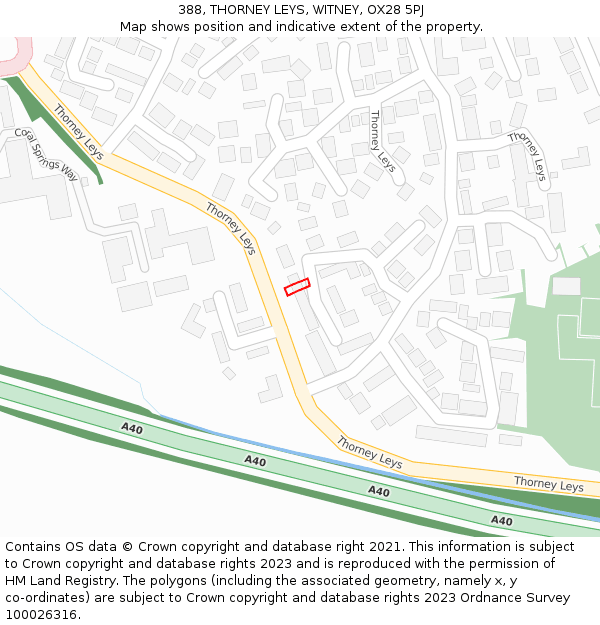 388, THORNEY LEYS, WITNEY, OX28 5PJ: Location map and indicative extent of plot
