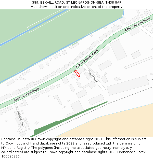 389, BEXHILL ROAD, ST LEONARDS-ON-SEA, TN38 8AR: Location map and indicative extent of plot