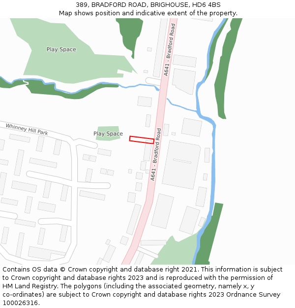 389, BRADFORD ROAD, BRIGHOUSE, HD6 4BS: Location map and indicative extent of plot