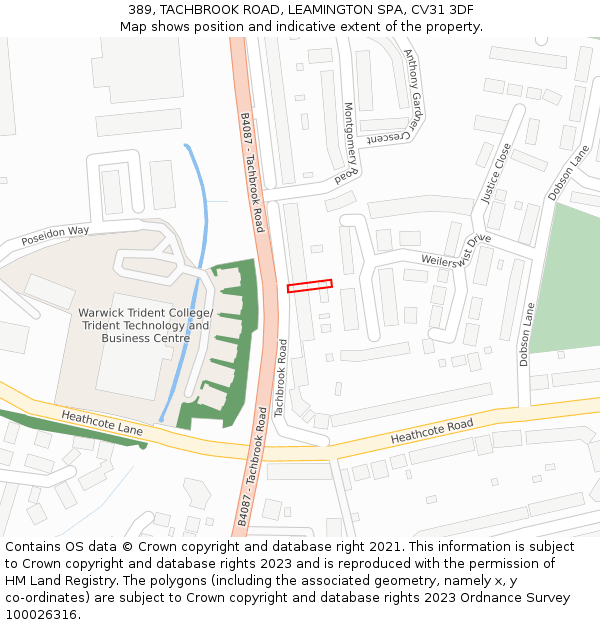 389, TACHBROOK ROAD, LEAMINGTON SPA, CV31 3DF: Location map and indicative extent of plot