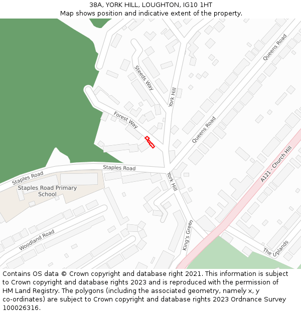 38A, YORK HILL, LOUGHTON, IG10 1HT: Location map and indicative extent of plot