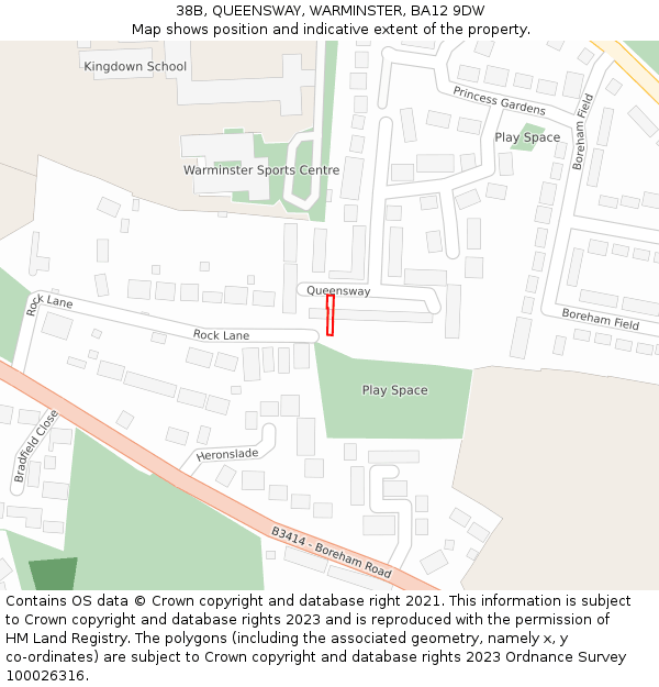 38B, QUEENSWAY, WARMINSTER, BA12 9DW: Location map and indicative extent of plot