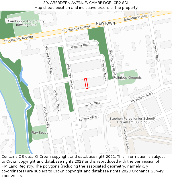 39, ABERDEEN AVENUE, CAMBRIDGE, CB2 8DL: Location map and indicative extent of plot