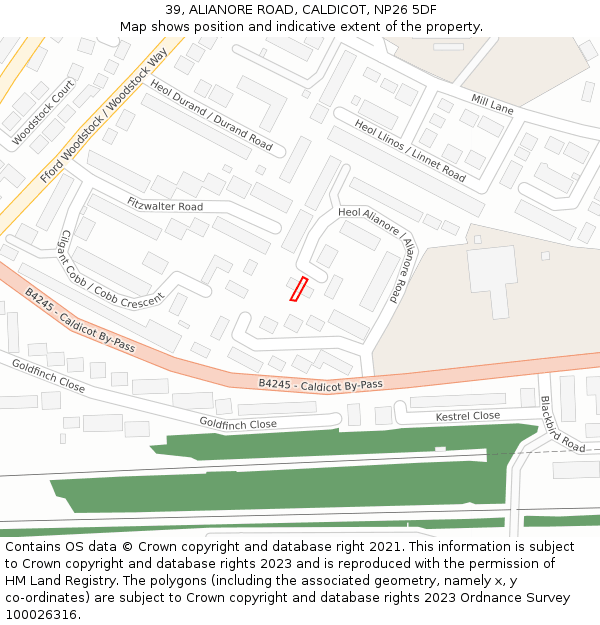 39, ALIANORE ROAD, CALDICOT, NP26 5DF: Location map and indicative extent of plot