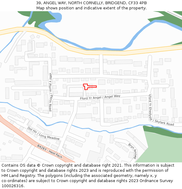 39, ANGEL WAY, NORTH CORNELLY, BRIDGEND, CF33 4PB: Location map and indicative extent of plot