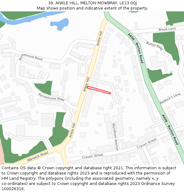 39, ANKLE HILL, MELTON MOWBRAY, LE13 0QJ: Location map and indicative extent of plot