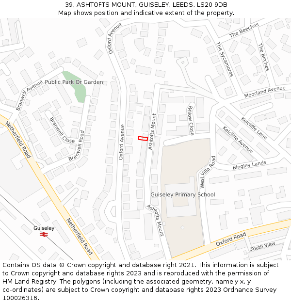 39, ASHTOFTS MOUNT, GUISELEY, LEEDS, LS20 9DB: Location map and indicative extent of plot