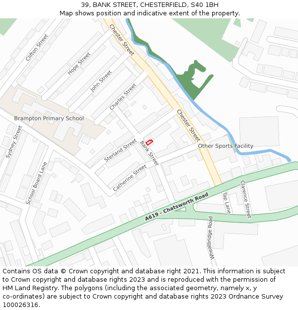 39, BANK STREET, CHESTERFIELD, S40 1BH: Location map and indicative extent of plot