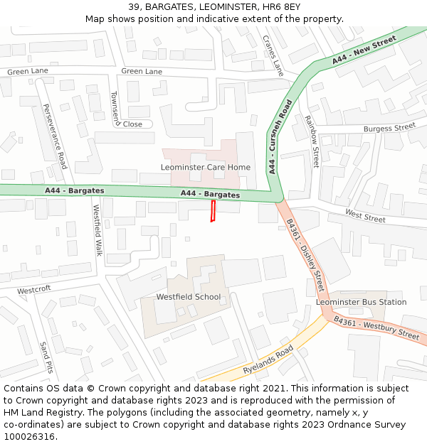 39, BARGATES, LEOMINSTER, HR6 8EY: Location map and indicative extent of plot