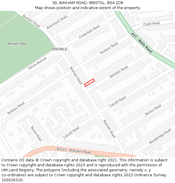 39, BAYHAM ROAD, BRISTOL, BS4 2DR: Location map and indicative extent of plot