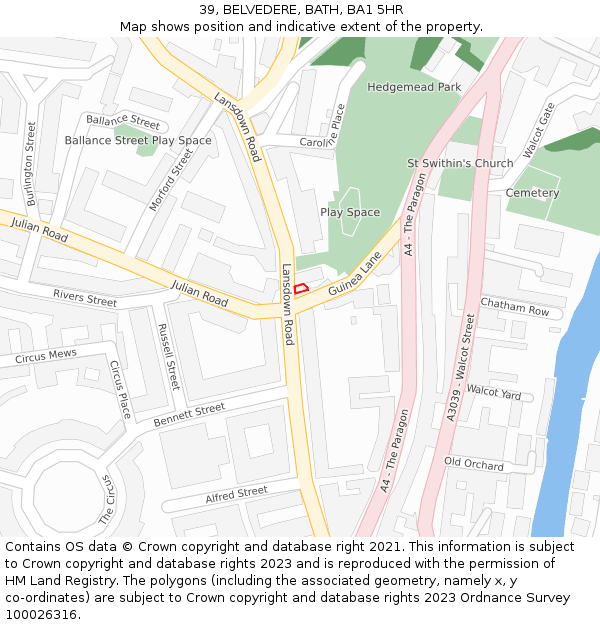 39, BELVEDERE, BATH, BA1 5HR: Location map and indicative extent of plot